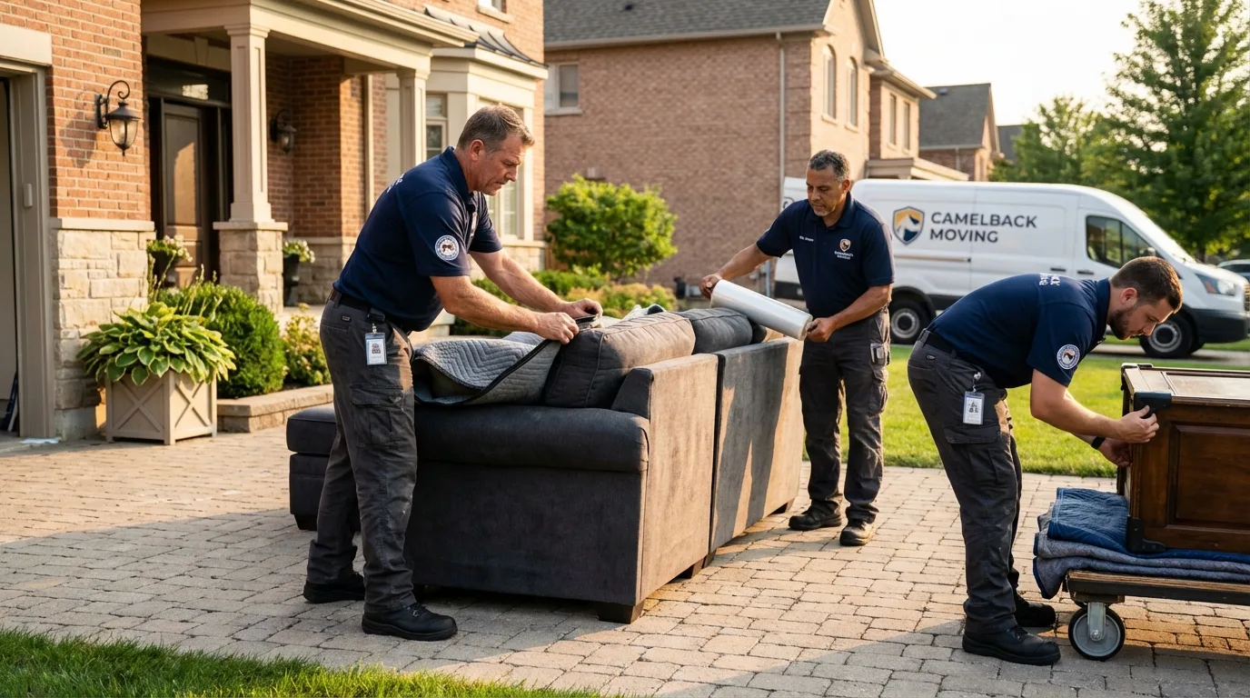 Large estate moving crew wrapping furniture in Groveton, TX